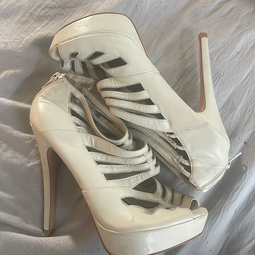 beige lightly work blake scott heels zipper back